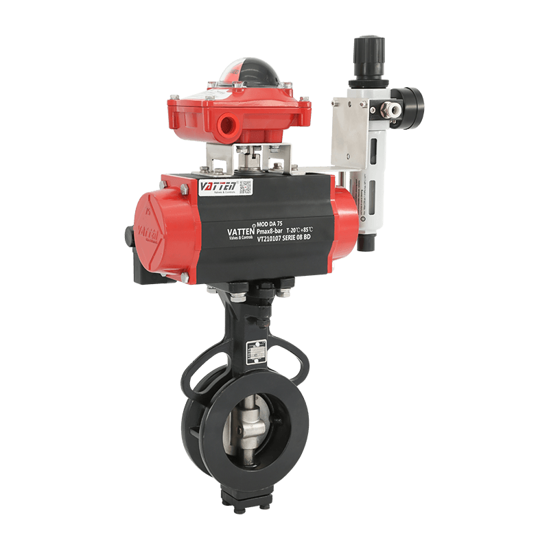 Pneumatický dvojitý excentrický škrtiaci ventil