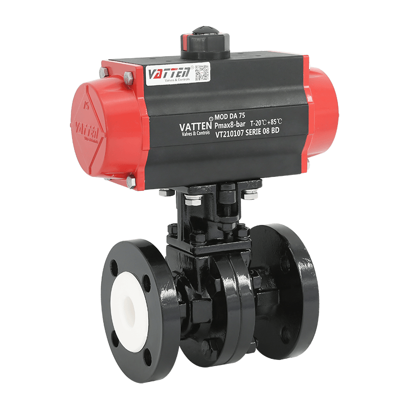 Pneumatický guľový ventil s prírubou s fluórom